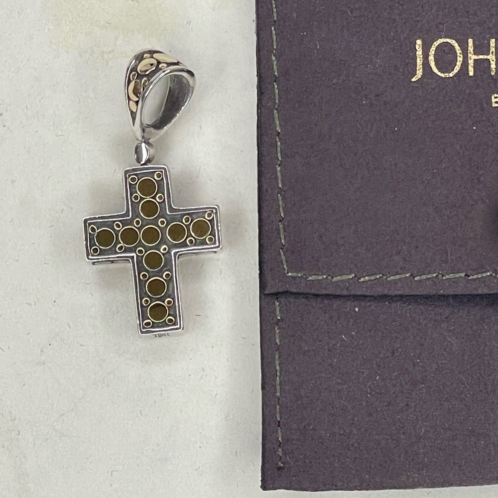John Hardy, 18K and Sterling Silver Cross from the “Dot” Collection.